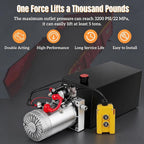 20 Quart Double Acting Hydraulic Power Unit 12V 3200 PSI