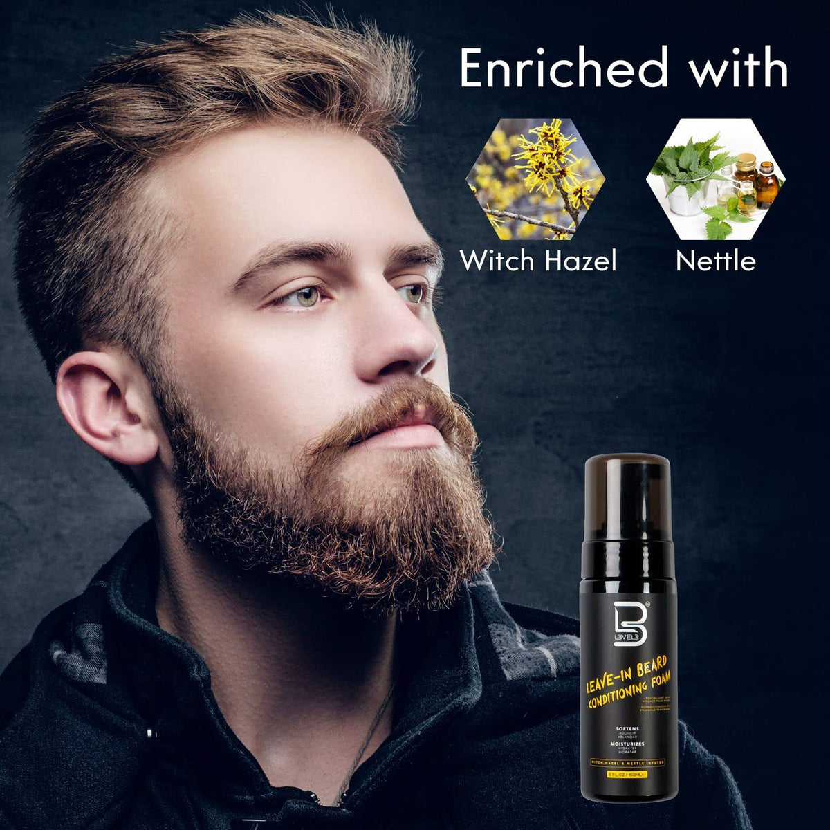 Level 3 Leave-In Beard Conditioner Foam, Lightweight Hydrator, 5 fl oz