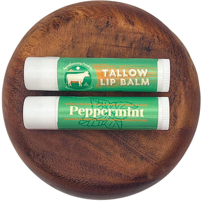 Grass-Fed Tallow Lip Balm with Organic Beeswax and Natural Peppermint Oil - Handmade With Only 3 Ingredients To Lock