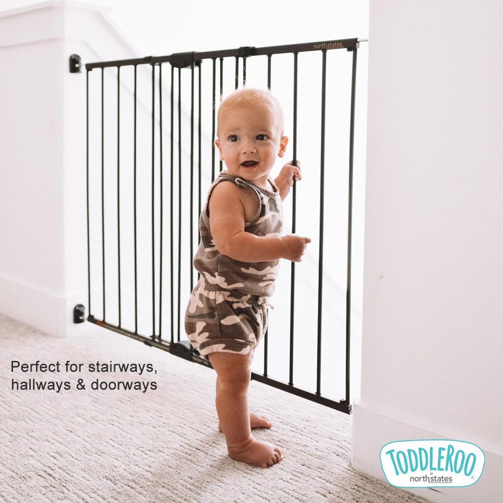 Easy Swing & Lock Baby Gate Series 2: Hardware Mounted Metal Safety for Stairs & Doorways - Adjustable 28.68 to 47.85