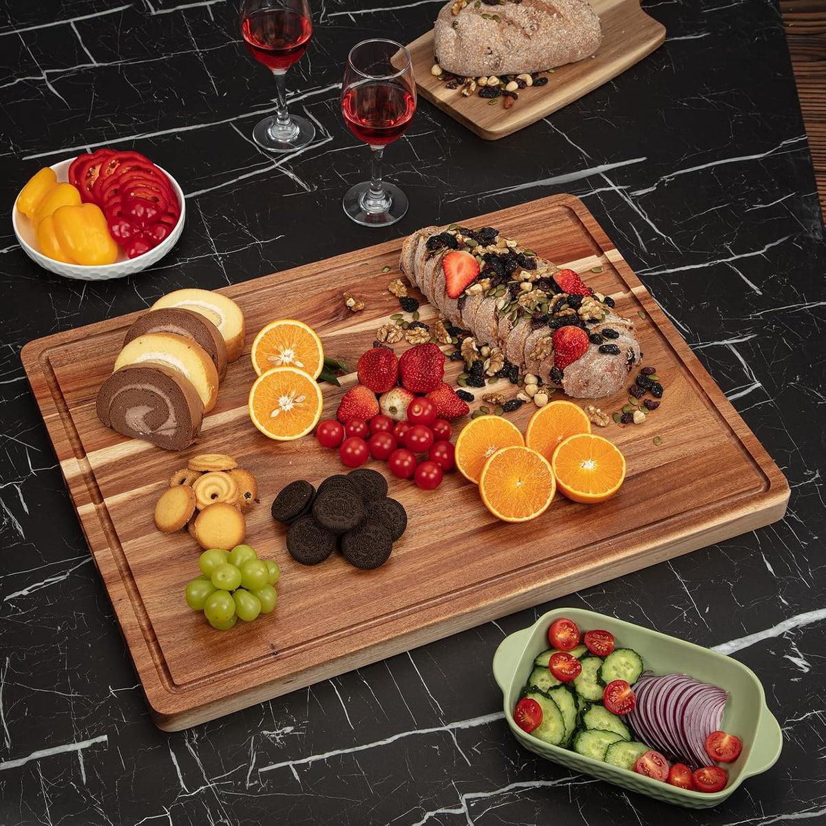 24 x 18 In Acacia Cutting Boardfor Kitchen, XXL Extra Large Charcuterie Cheese Platter Serving Tray, Food Prep and