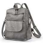 Backpack Purse for Women, PU Leather Ladies Backpack, Grey