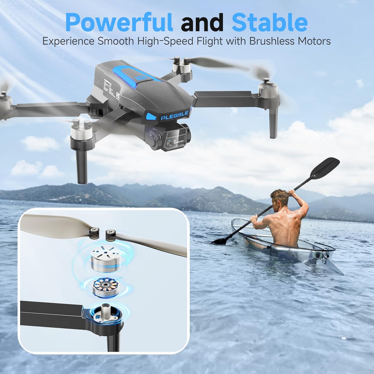 Drones with Camera for Adults 4K, Beginner FPV Drone, 3 Batteries | Brushless Motor, Under 249g, 45 Mins Flight Time