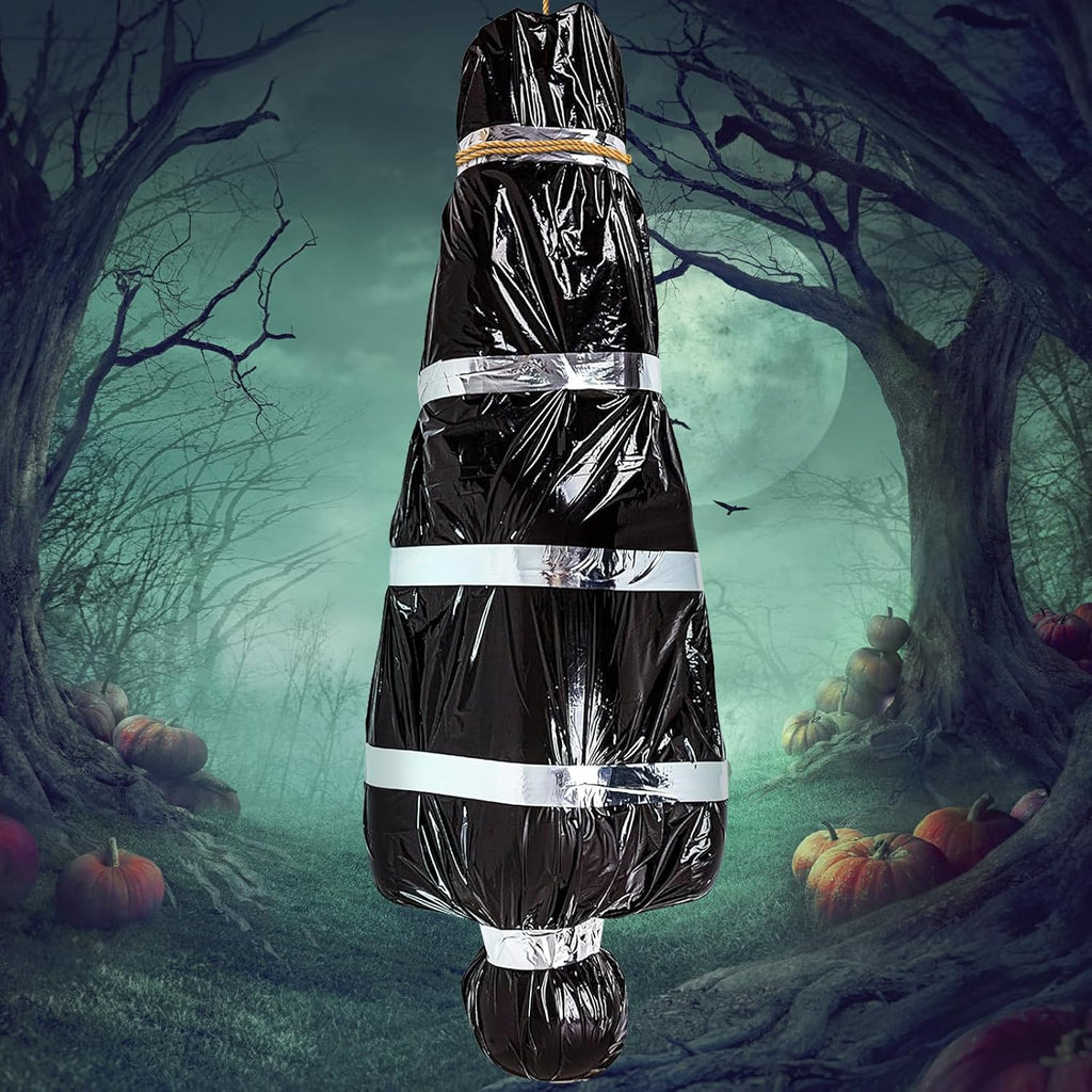 5ft Life-Size Hanging Corpse Body Prop, Scary Fake Corpse in Bag, Inflatable Hanging Dead Body, Indoor Outdoor