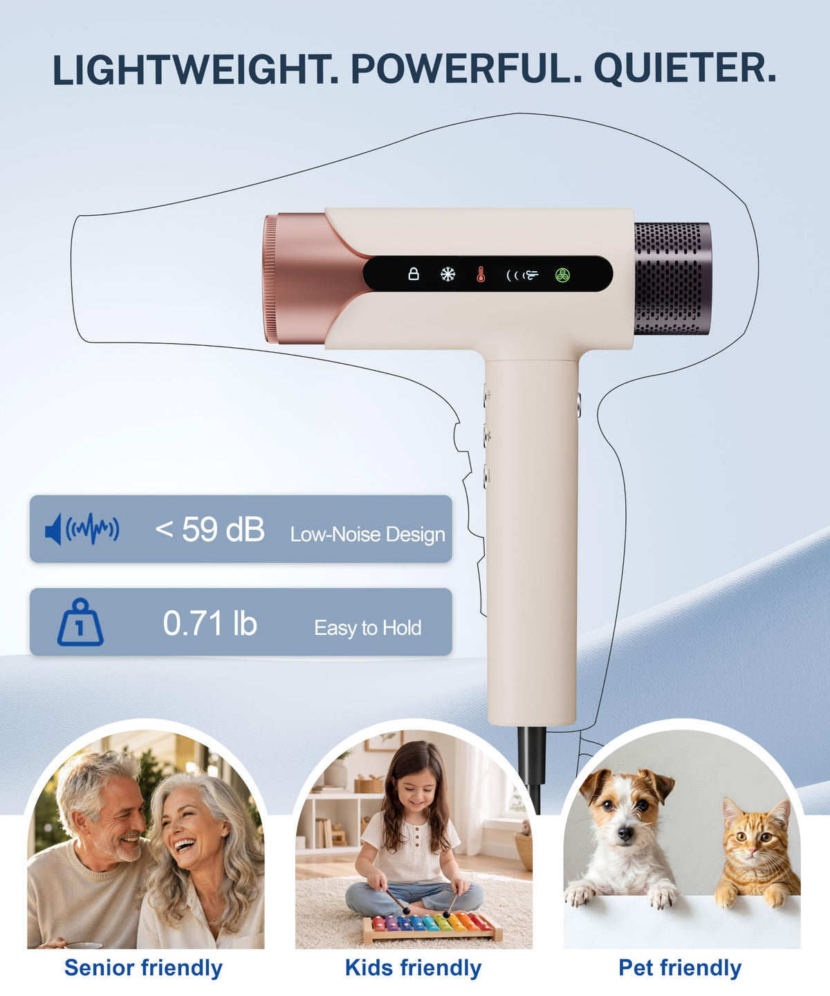 Pro Hair Dryer, High-Speed Ionic Blow Dryer with Diffuser, 1875W