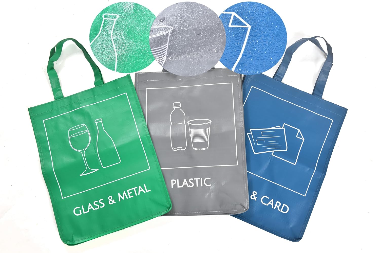 Reusable Recycling Bin Bags, 3-Pack Indoor and Outdoor Separate Waste Sorting Organizer Compartment Container