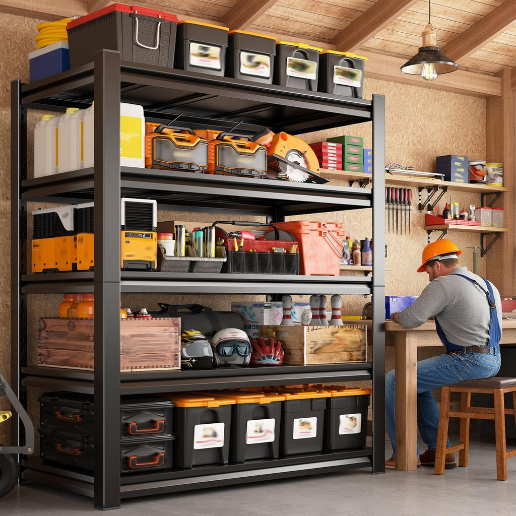 Garage Shelving 3000 LBS Storage Shelves Adjustable Metal Shelving, 5 Tier Garage Shelves for Basement, Warehouse