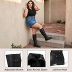 Women's Extra Wide Calf Knee High Boots.Black 190421 7XW