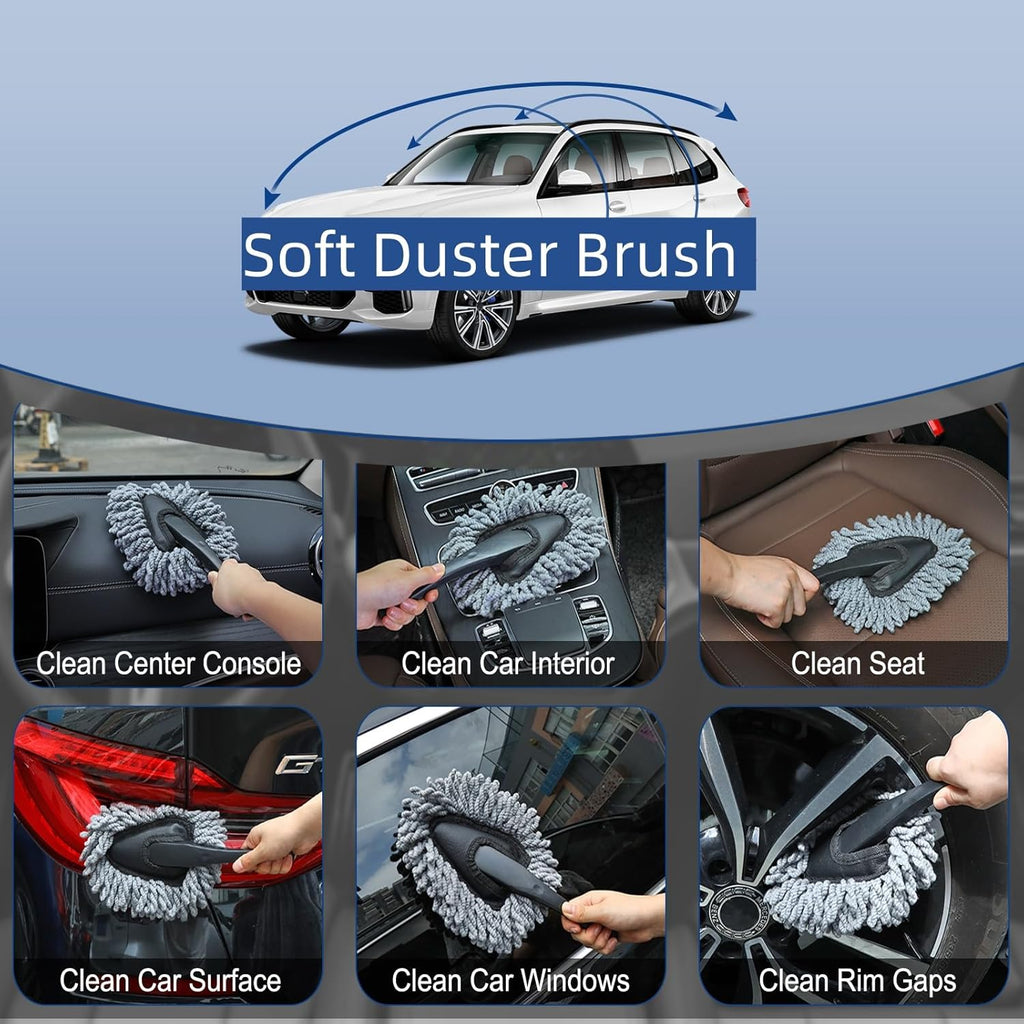 Car Interior Duster Detail Brush Cleaning Gel Kit, Soft Dash Vent Dusting Slime Putty Detailing Brushes Accessories