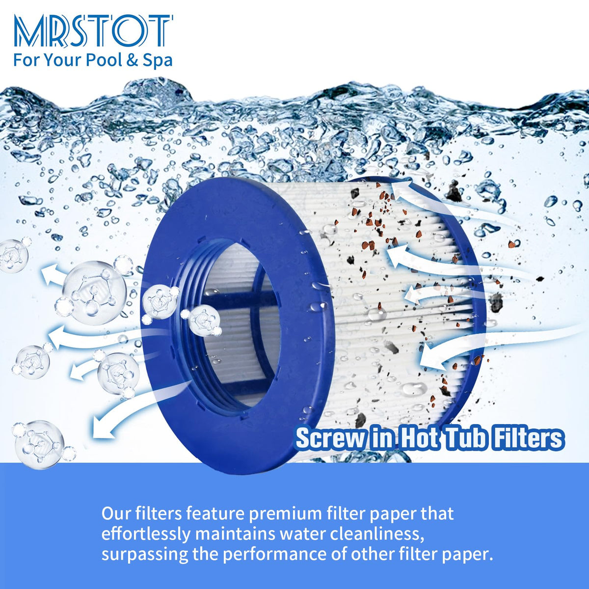 Screw-in Hot Tub Filter Replacement for RELXTIME/ALEKO (4 Pack)