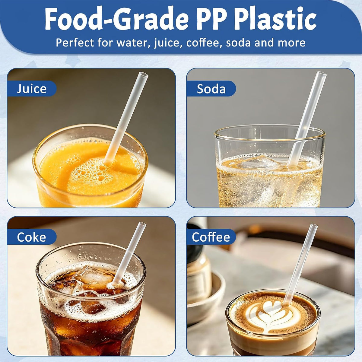 300 PCS Clear Plastic Drinking Straws, 7.75 Inch, Disposable, BPA-Free