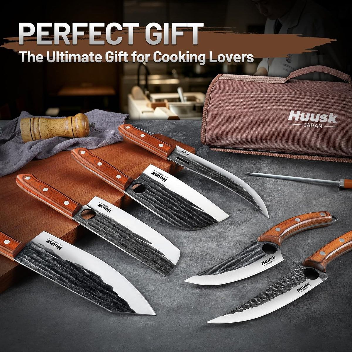 Serbian Chef Knife Set - 6 PCS Hand Forged Kitchen Knife Set with Bag