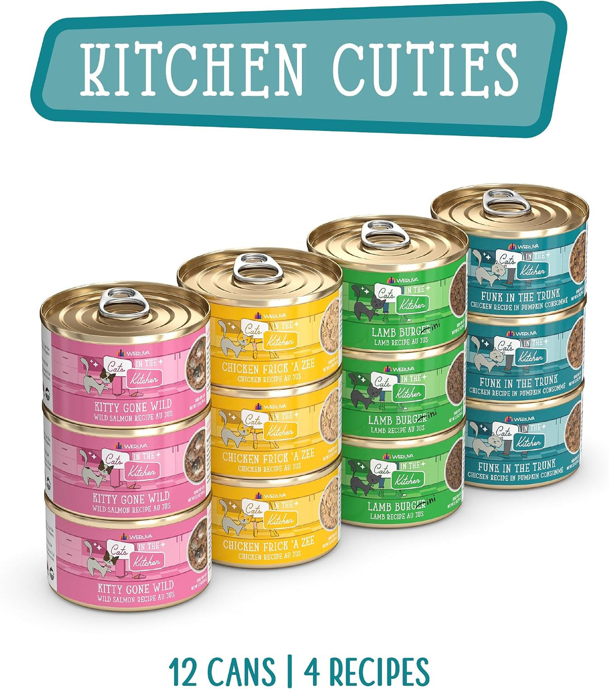 Cats in the Kitchen, Kitchen Cuties Variety Pack, Wet Cat Food, 3.2oz Can (Pack of 12)