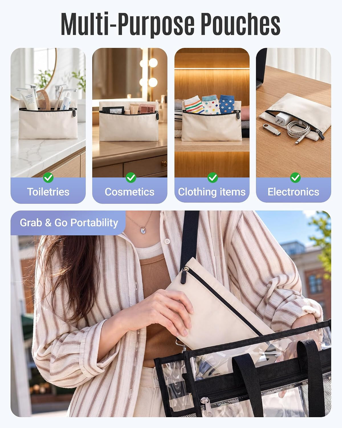 8 Set Packing Cubes for Travel, Cruise Ship Travel Essentials | 8-Pack Packing Bags, Mesh Luggage Organizer Bags &