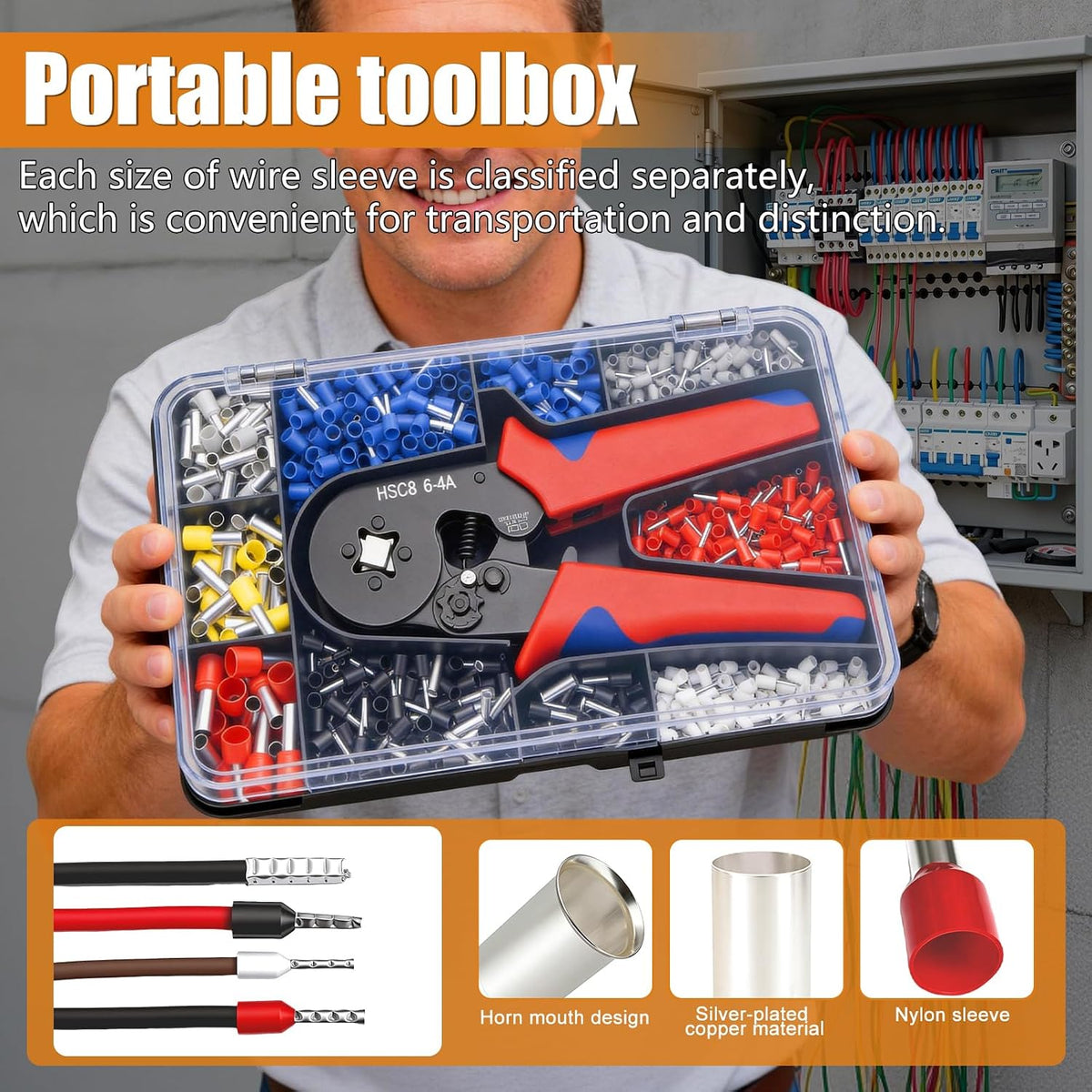 mankk 1500PCS Ferrule Crimping Tool Kit,Silver Plated Copper Crimp Terminal