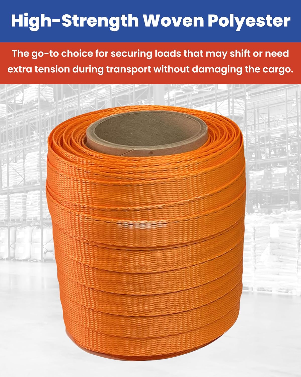 CPP 5/8" x 250' Woven Polyester Strapping Cord - 1500 lbs Break Strength, Heavy Duty Strapping - Water, UV, Corrosion