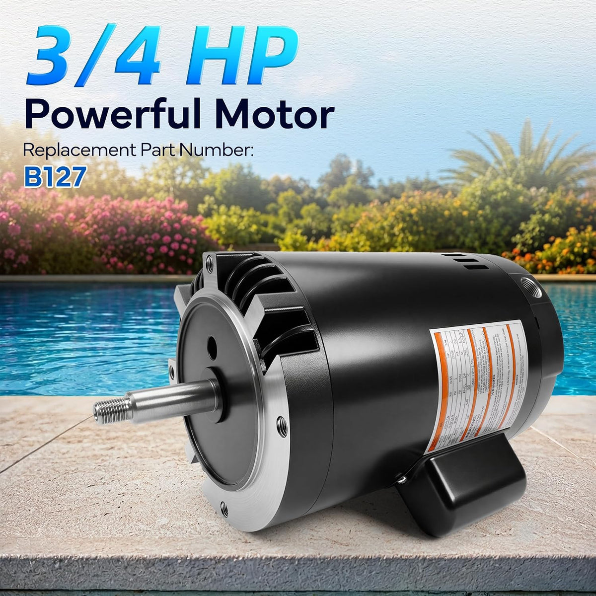 B127 Pool Pump Motor 3/4 HP for A.O. Smith Hayward Pentair Sta-Rite