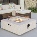 35-inch Outdoor Fire Pit Table, Terrazzo White Square Fire Pits