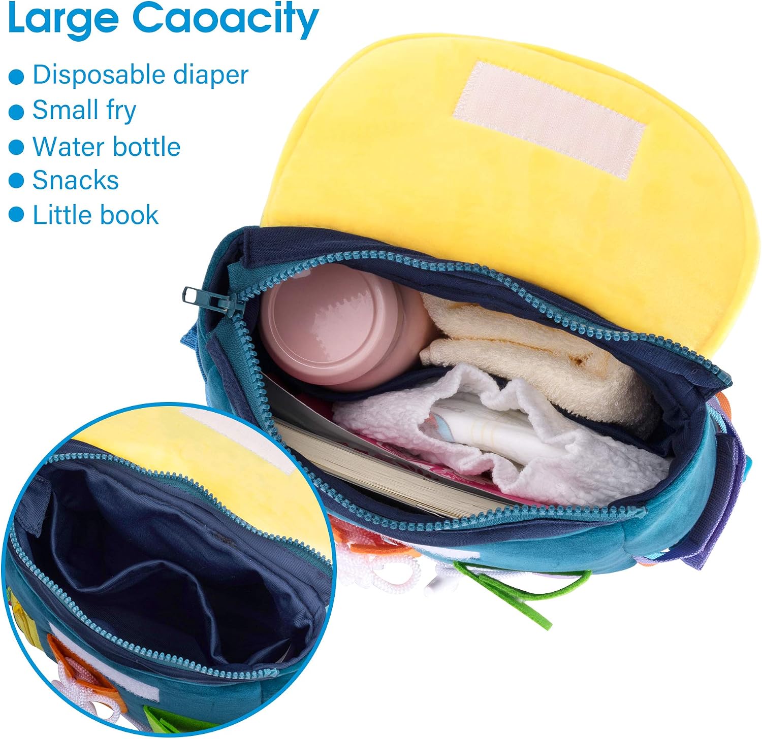 Busy Board - Toddler Backpack with Buckles and Learning Activity Toys - Develop Fine Motor Skills and Basic Life
