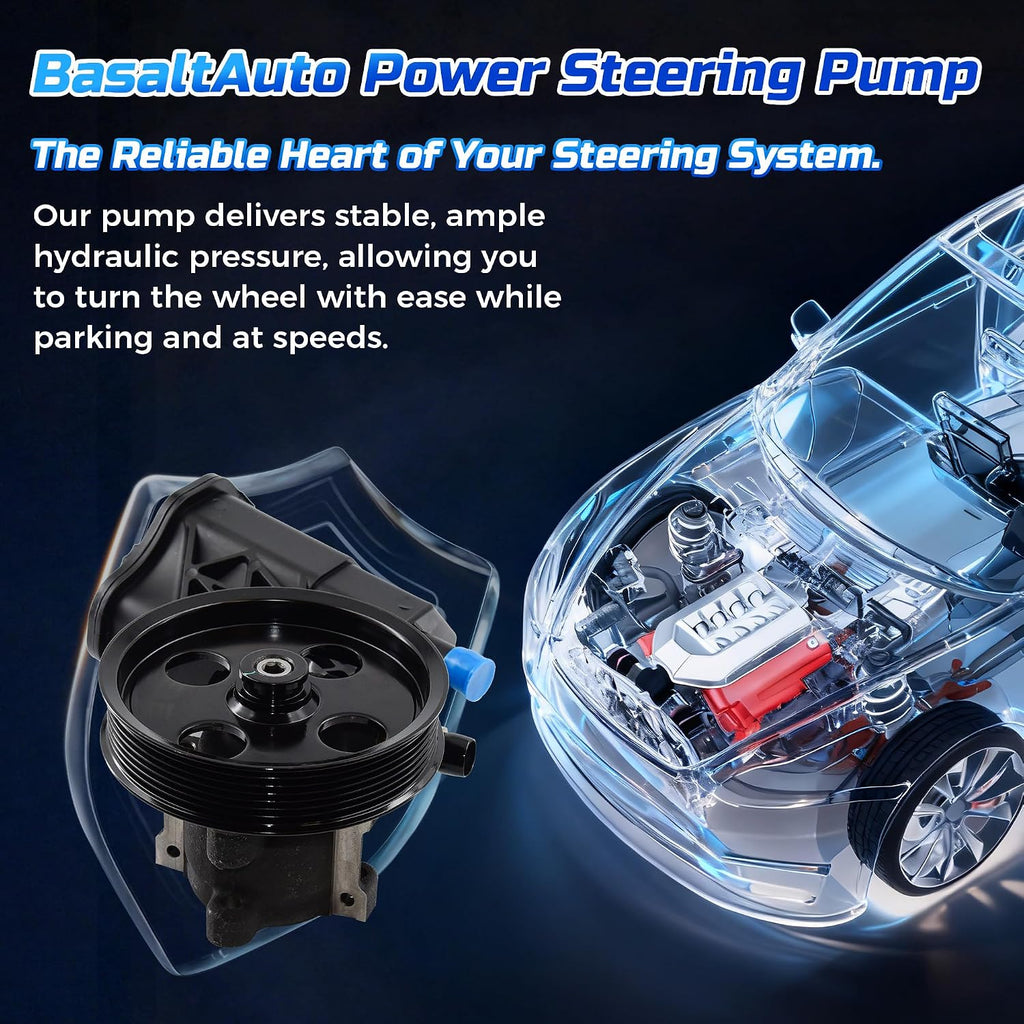 Power Steering Pump with Pulley and Reservoir 20-70269 96-70269 Compatible for 2002-2007 Dodge Ram 1500