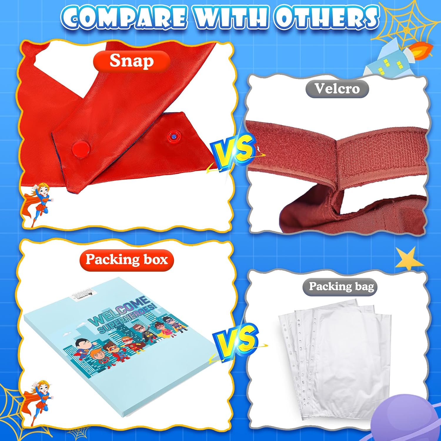 Superhero Capes for Kids,Hero Capes and Masks Fit for 4-12years old boy and girls Dress up and Holiday Costumes.