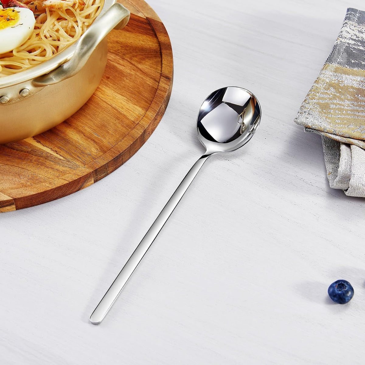 Premium 4-Piece 18/10 Stainless Steel Korean Soup Spoons (Plain)