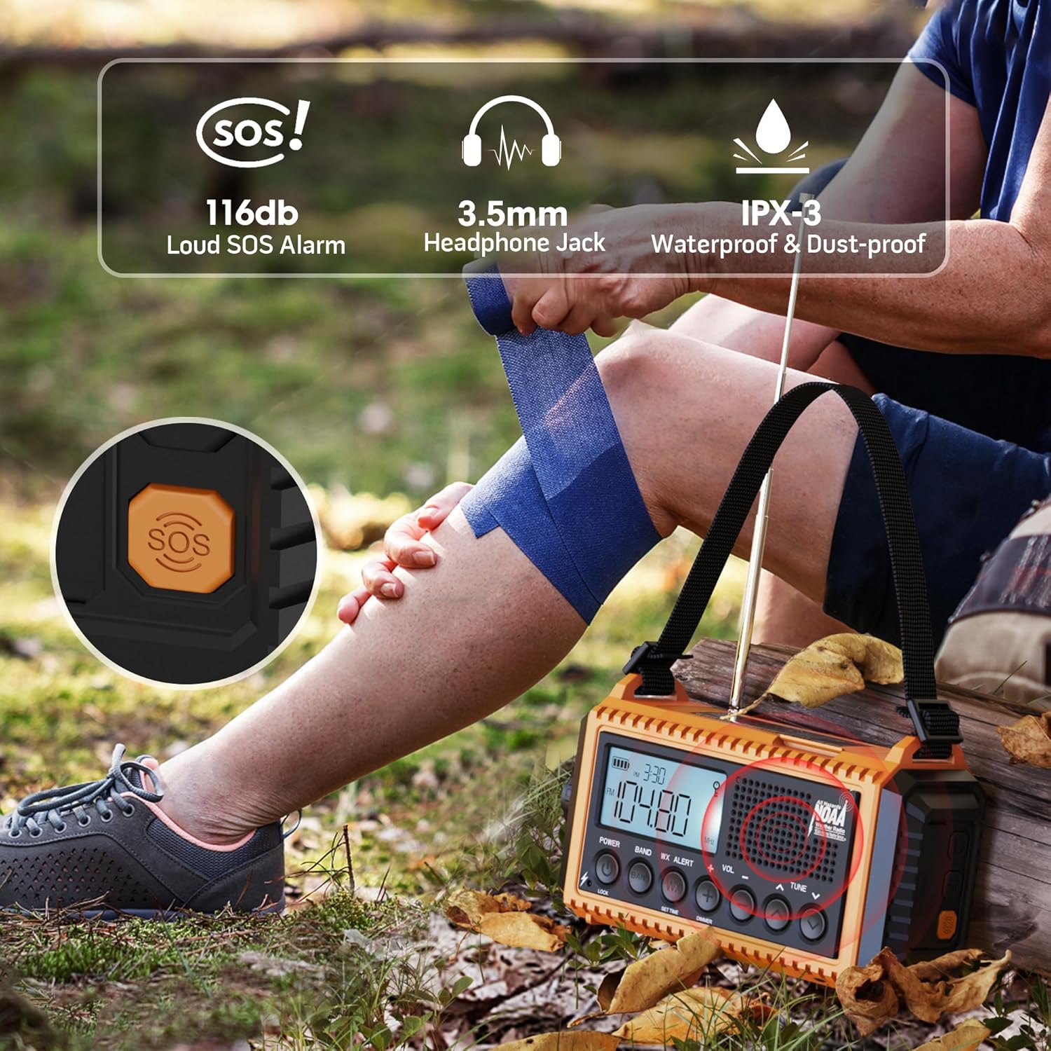 NOAA Weather Alert Radio, 5000mAh Solar Hand Crank Emergency Radio | FM AM Shortwave, Battery Operated Radio with