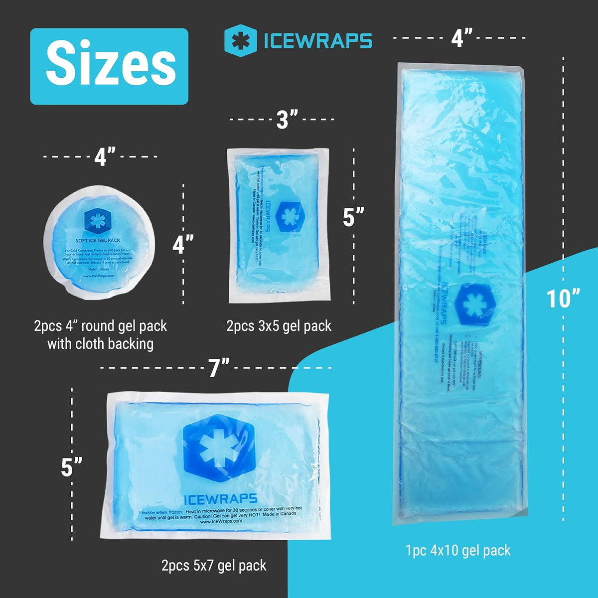 Reusable Ice Packs Compact in 4 Sizes, Soft Cooling Pack 7 Pack