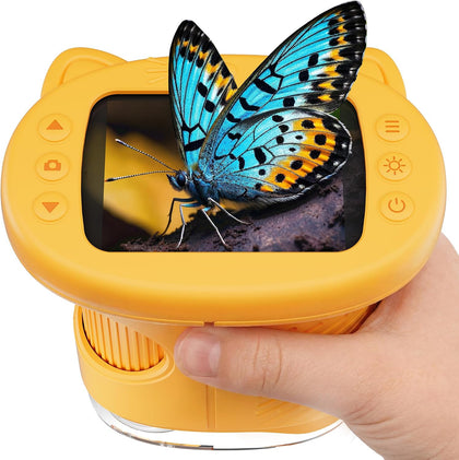 1000X Digital Microscope for Kids Handheld, 4K 2.4" IPS Screen Portable Mini Pocket Microscope 2MP Camera, STEM