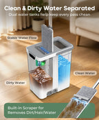 Mop and Bucket Set, Separate Dirty Water &61"Handle Mops for Floor Cleaning