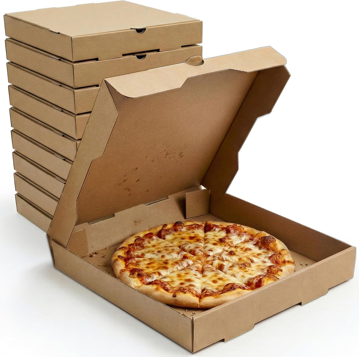 Pizza Boxes 12 x 12 x 1.75 Inches (25 Pack) | Kraft Corrugated Cardboard Pizza Boxes | Keep Your Pizzas & Baked Goods
