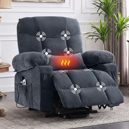 Power Lift Recliner Chair for Elderly,8-Point Vibration Massage & Heat,Electric Lift Chair with Two Cup Holders,4