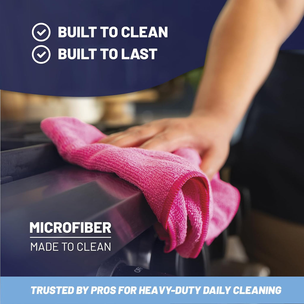 MW Pro 16x16 Microfiber Wash Cloths - Absorbent Kitchen Dish Rags & Counter Wipes - Heavy Duty Scrubbing Towels for