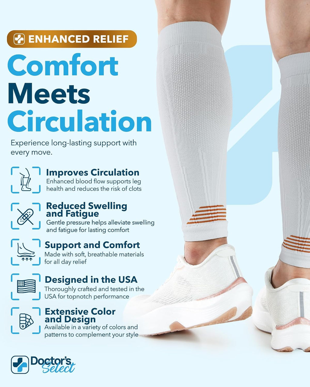2 Pairs Copper Calf Compression Sleeve - Leg Compression Sleeves for Women & Men, Shin Splint Relief
