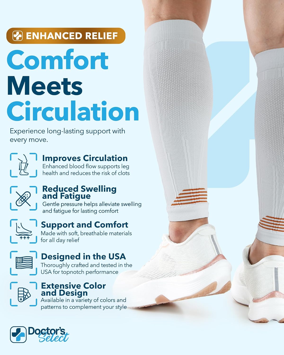 2 Pairs Copper Calf Compression Sleeve - Leg Compression Sleeves for Women & Men, Shin Splint Relief
