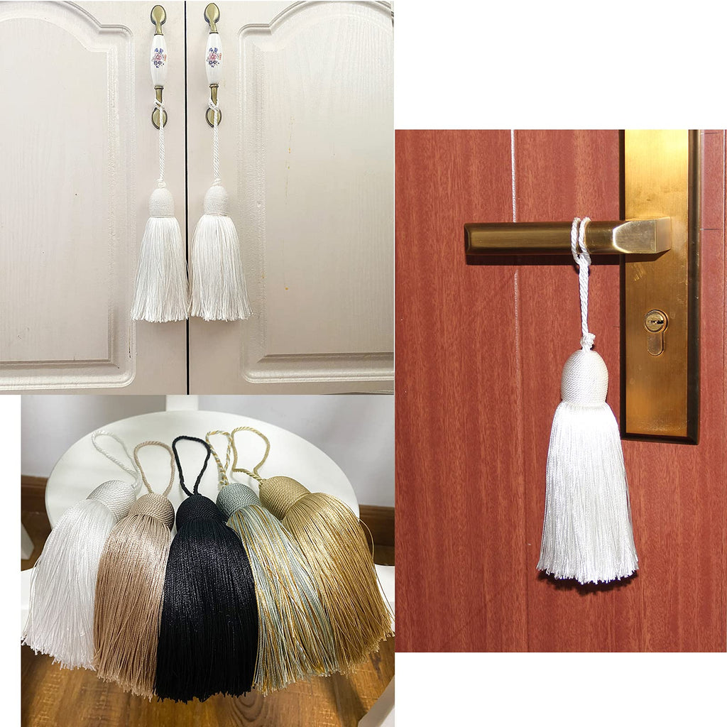 2Pcs Key Tassel with Loop DIY Handmade Craft Accessories,White