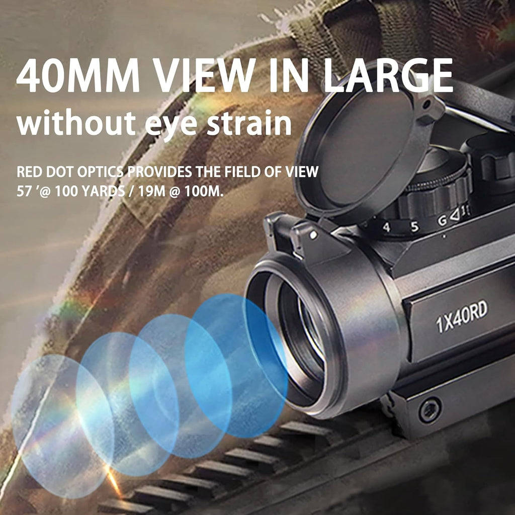 KASENTE 1x40 Red Green Dot Sight Rifle Scope with 20mm / 11mm Picatinny Dovetail Rail Mount