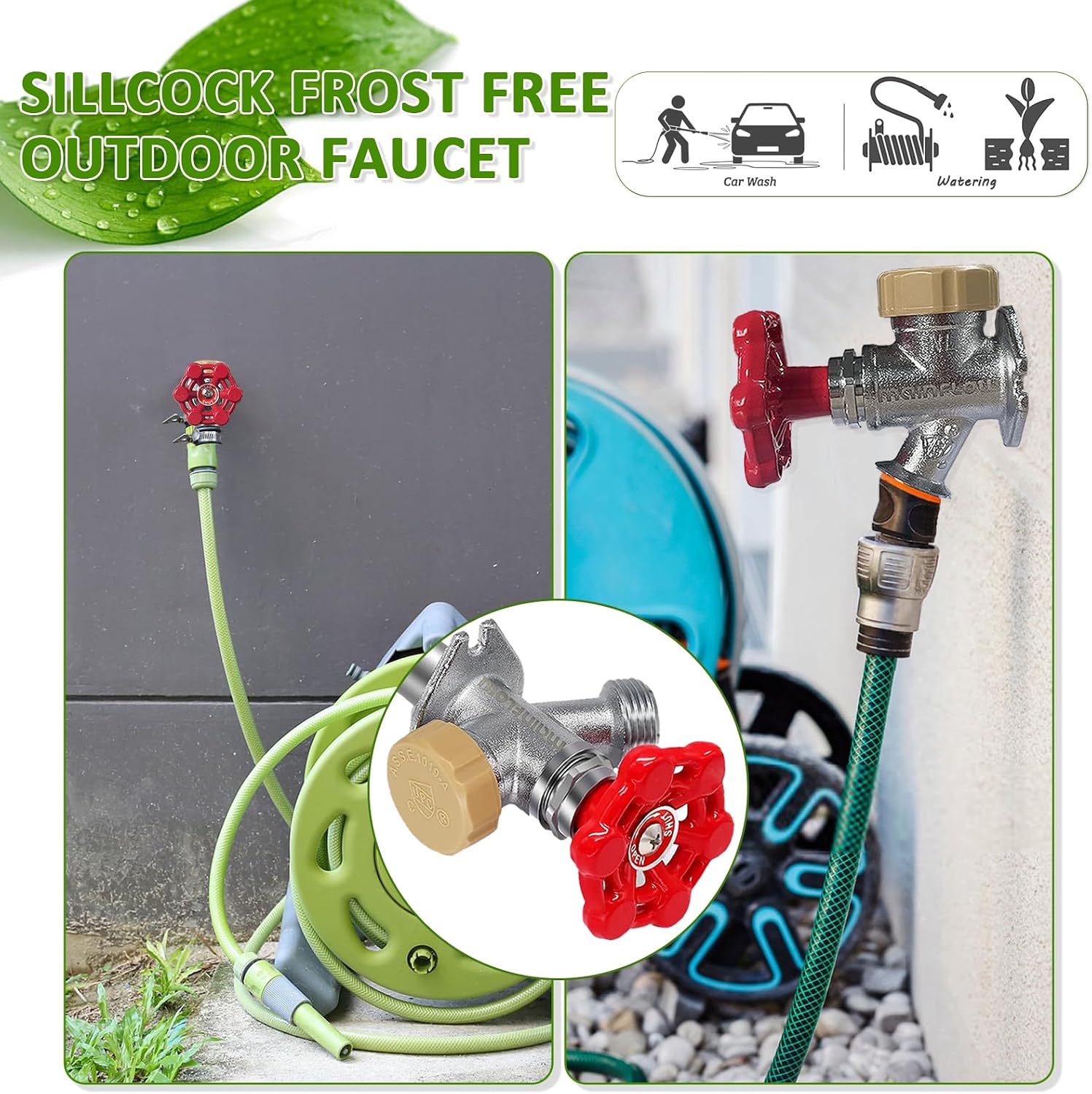 12 Inch Anti-Siphon Frost Free Sillcock Valve Multiturn 1/2 Inch NPT, 3/4 Inch Hose Bibb, Brass Body,Brass Valve 12