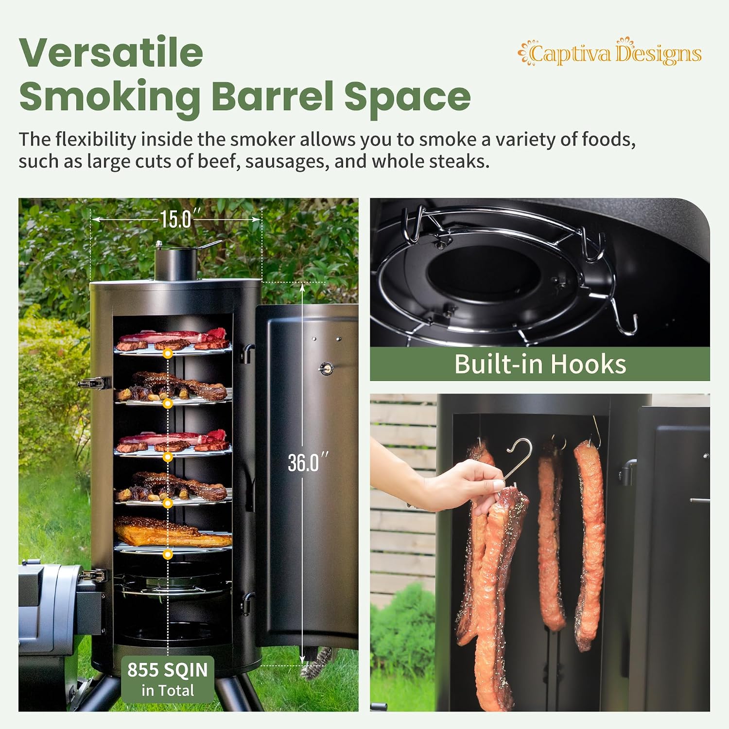 Vertical Charcoal Smoker Grill Extra Large Barbecue Grill