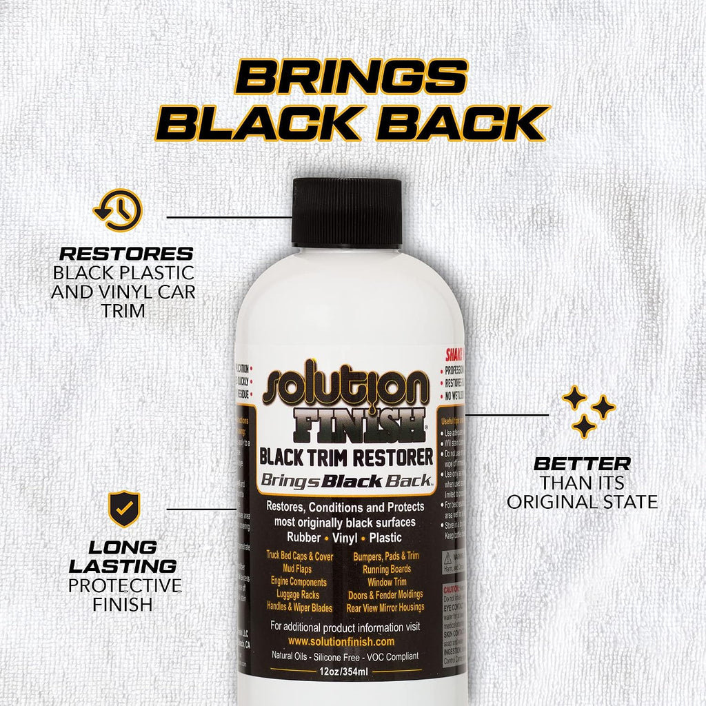 Black Plastic & Vinyl Trim Restorer - Use for Car and Truck Detailing, No Wet Look, Instantly Revives Color to Trim