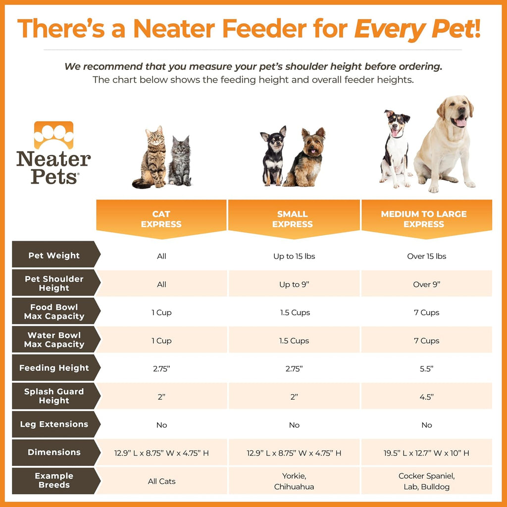 Express Mess Proof Dog Bowls Elevated for Medium to Large Sized Breed, No Spill Raised Dog Food Bowl Stand, Stainless