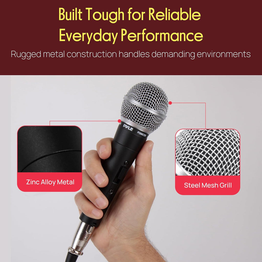 Professional Dynamic Vocal Microphone - Moving Coil Dynamic Cardioid Unidirectional Handheld Microphone with ON/OFF