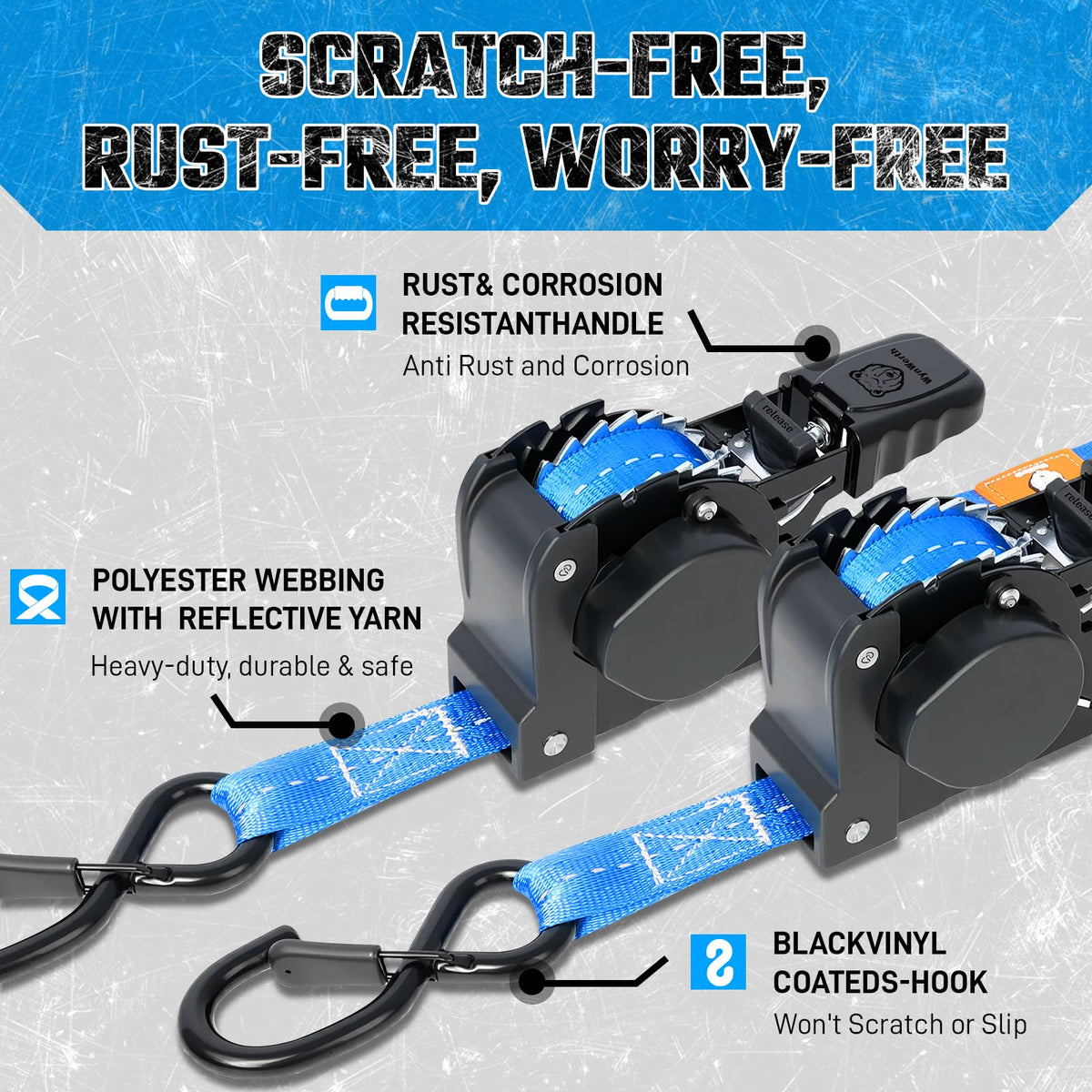 Retractable Ratchet Straps, 4 Pack Heavy Duty Retractable Tie Down Straps