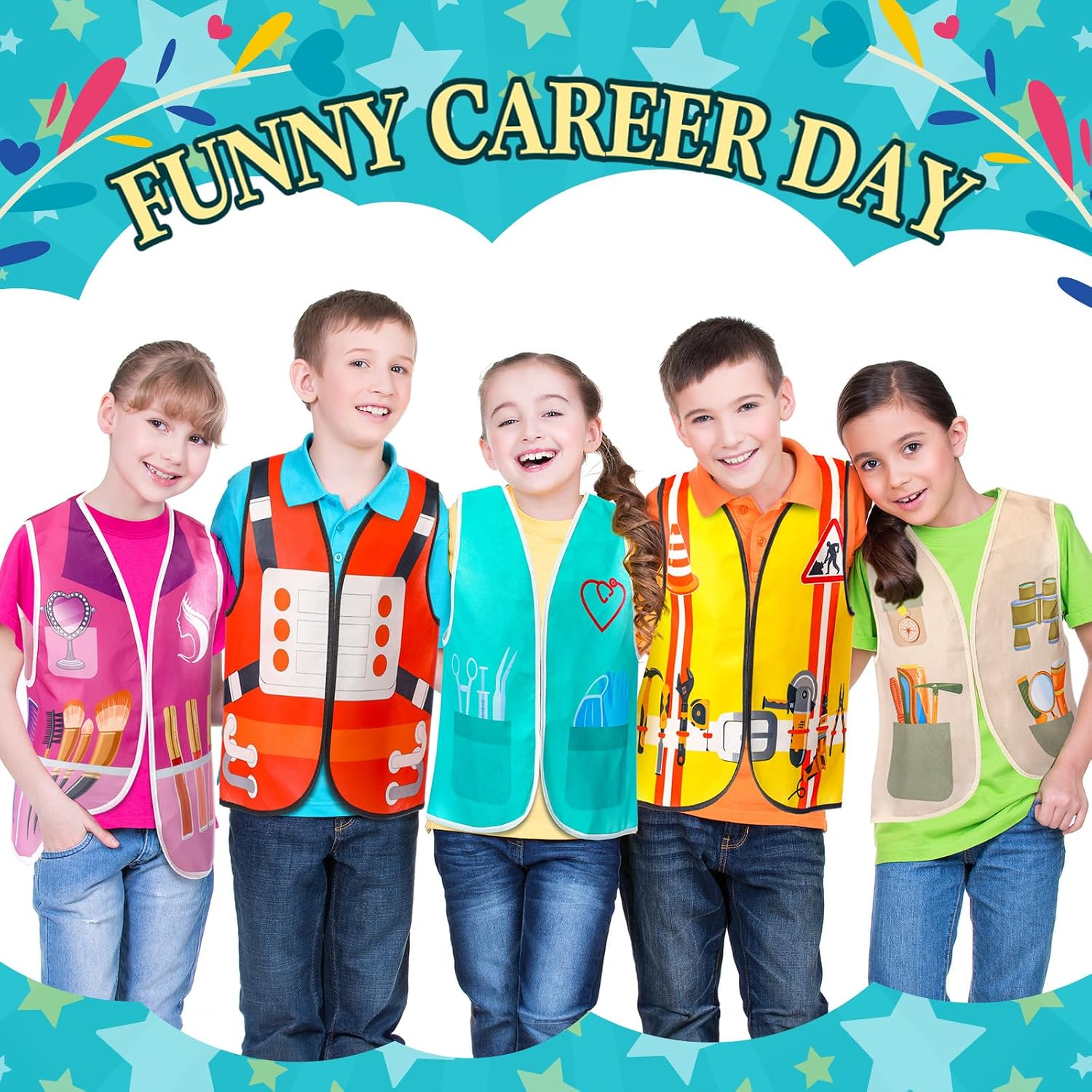 24 Pcs Kids Community Helper Dress Up Vest Career Cosplay Cloth Toddlers Occupation Pretend Play Costume
