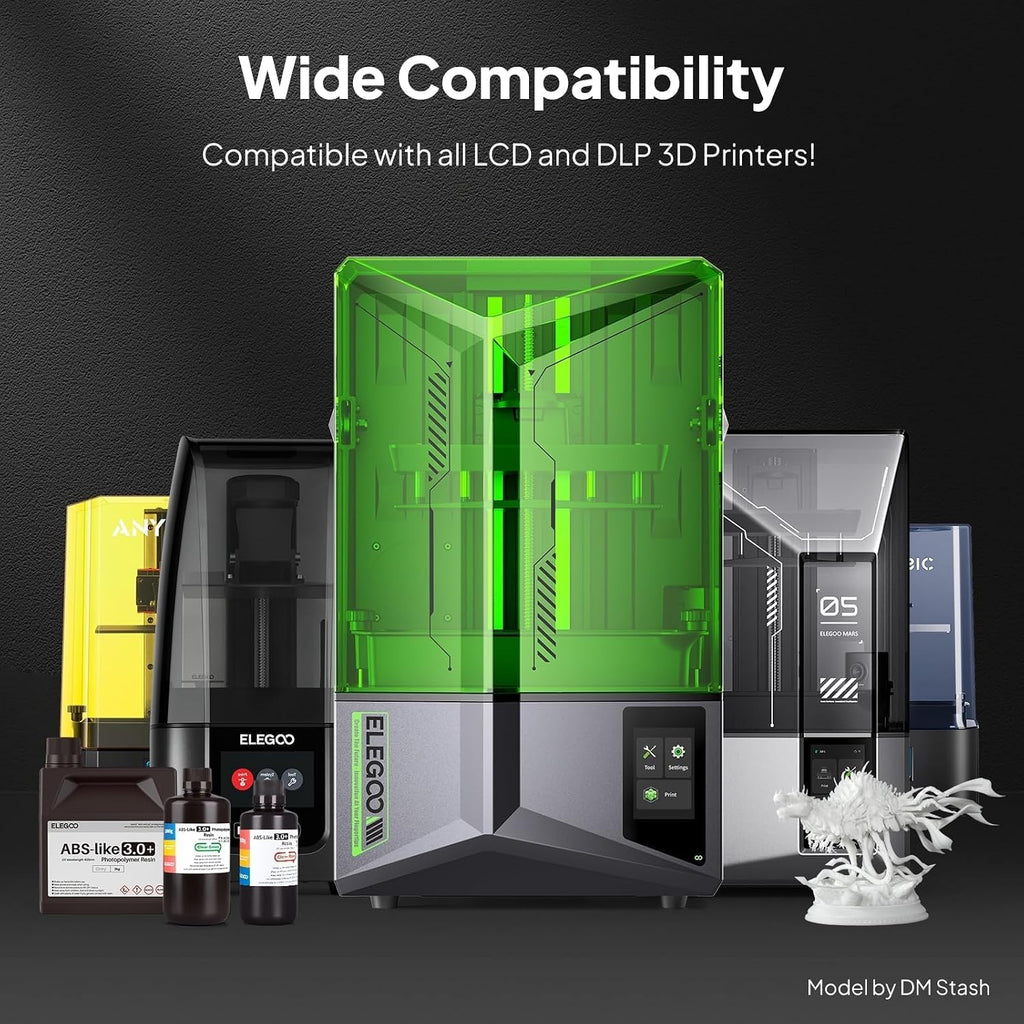 ELEGOO ABS-Like 3.0+ 3D Printer Resin Translucent 1000g | Upgraded 3D Printer Photopolymer Resin, Higher