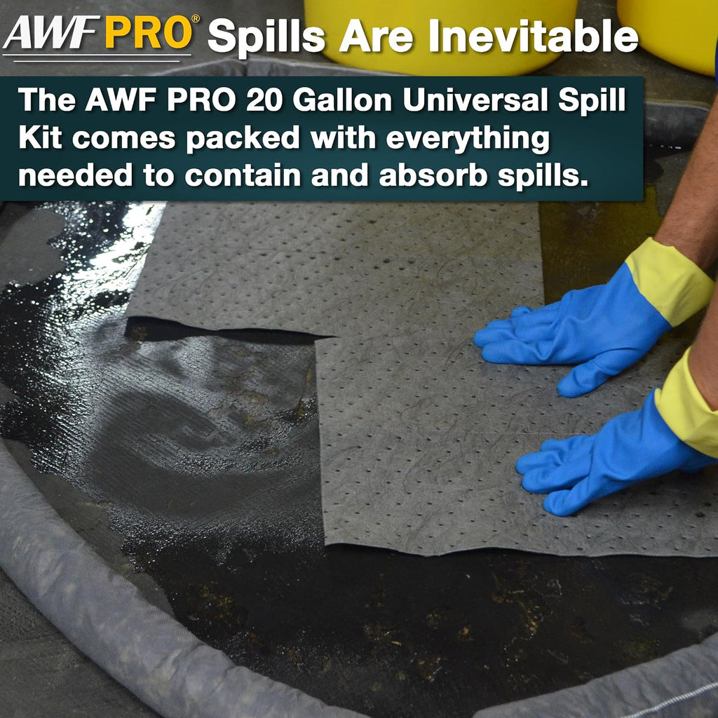 AWF PRO 20 Gallon Universal Spill Kit, 59 Pieces