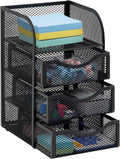 Desktop Accessory Storage, Paper Binder Clip Basket, Workspace, Office, Metal Mesh, 4.75"L x 5"W x 8"H, Black