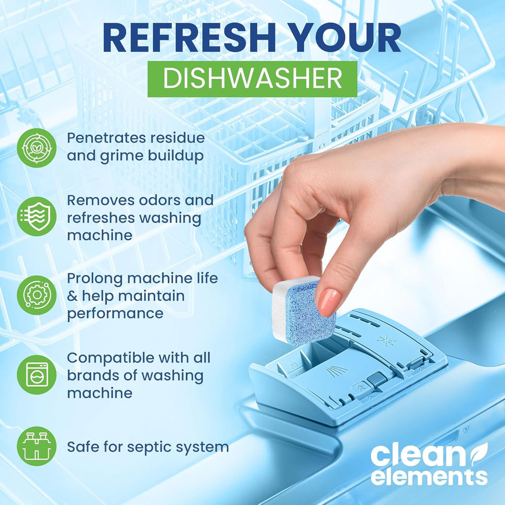 Dishwasher Cleaner Tablets & Deodorizer, Deep Cleaning Descaler, 24 Ct