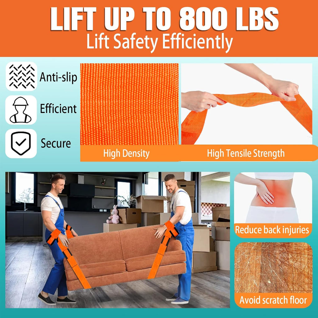 Moving Straps Upgrade Width, 2-Person Lifting and Moving System with Cotton Gloves, Lifting Wrist Straps for Moving