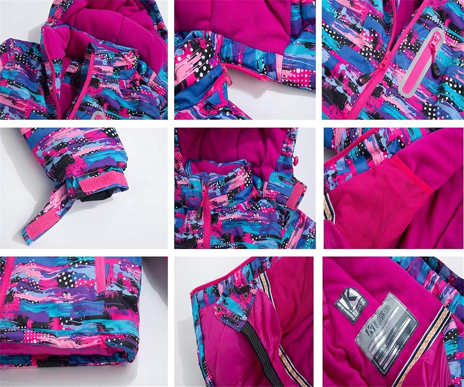 Girls Thicken Warm Snowsuit Hooded Ski Jacket Pants 2 Pcs Set Skiing Jacket with Pants